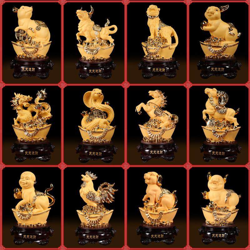 招财十二生肖摆件全套鼠牛虎兔龙蛇马羊猴鸡狗猪树脂小装饰工艺礼,家居饰品,装饰摆件,淘宝优惠券,粉丝福利购,淘宝优惠卷