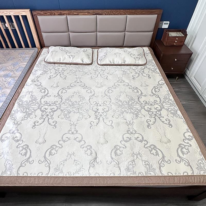 六月凉机洗冰丝藤凉席1.8m床双人床可折叠1米5三件套空调软席凉爽