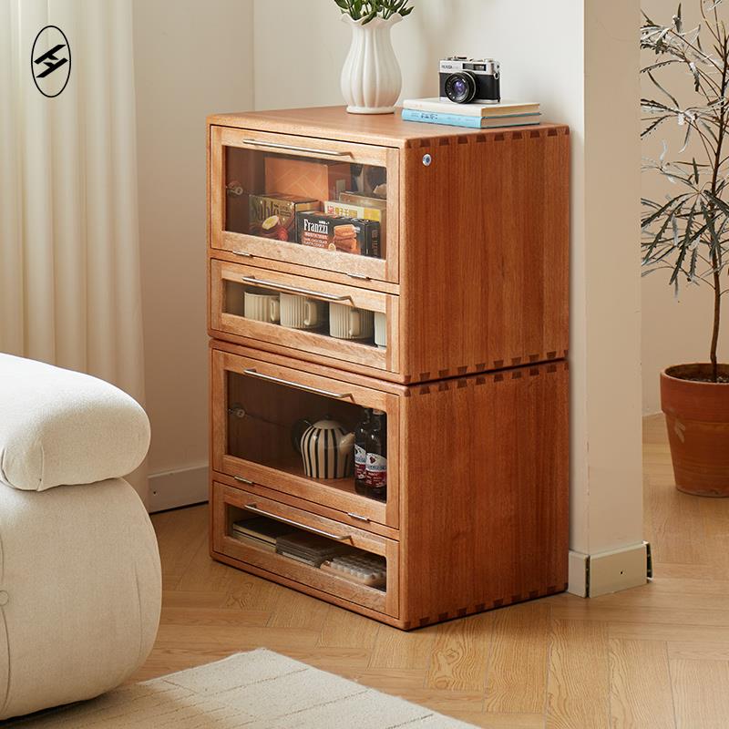 实木卡门柜中古包豪斯家用自由组合陈列柜多用途模块边柜客厅展柜