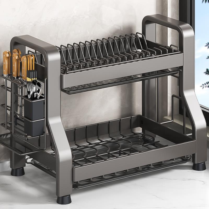 厨房置物架碗碟碗盘收纳层架沥水架台面多功能放碗架碗筷收纳盒碗