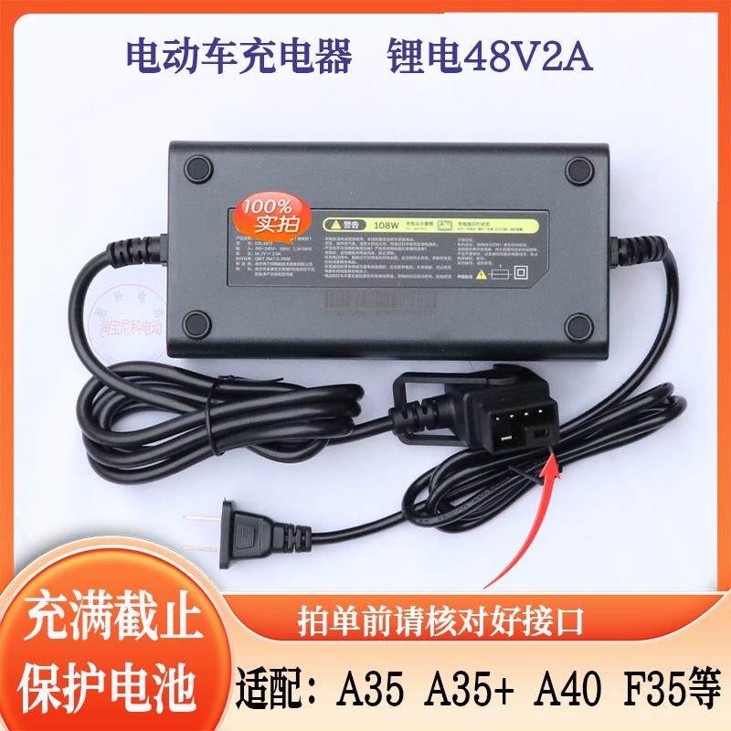 电动车充电器锂电48V2A适用9号A35A35+A40F35F35+A40等锂电车型