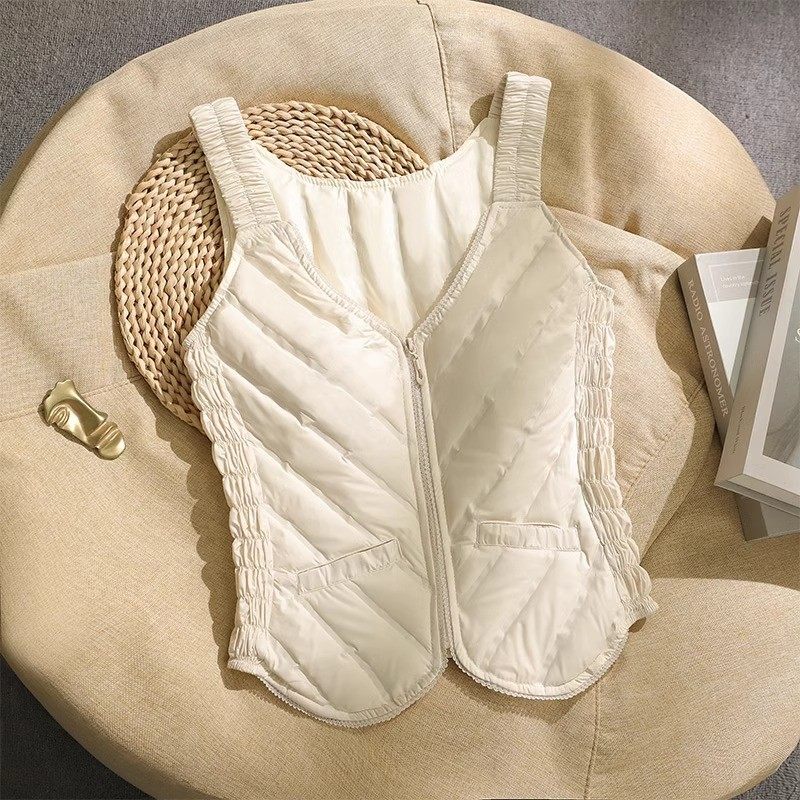 吊带羽绒马甲女2025秋冬新款欧货叠穿内搭背心小个子短款无袖上衣,女装/女士精品,马夹,淘宝优惠券,粉丝福利购,淘宝优惠卷