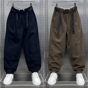 痞帅加绒运动裤 仓石一树潮牌休闲裤 宽松哈伦裤 2025新款 子男秋冬季