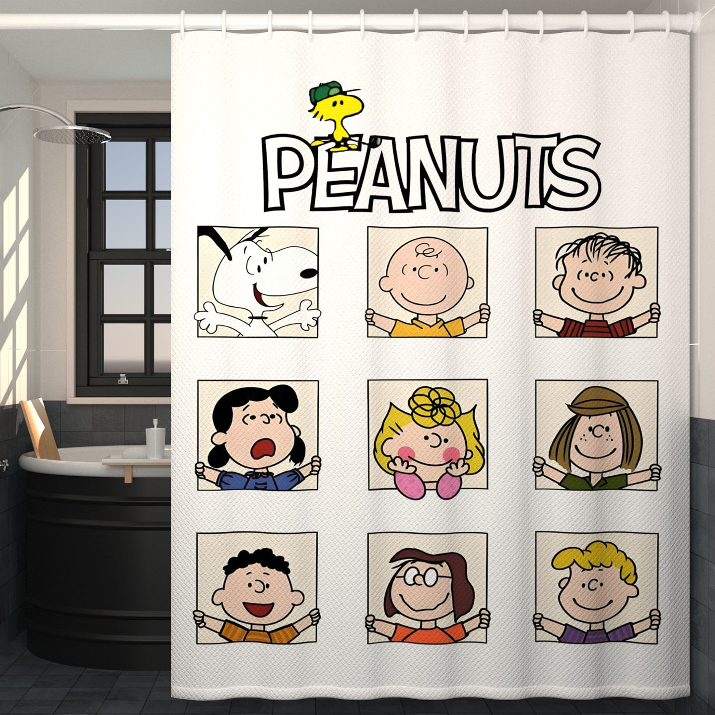 史努比卡通卫生间干湿分离布帘