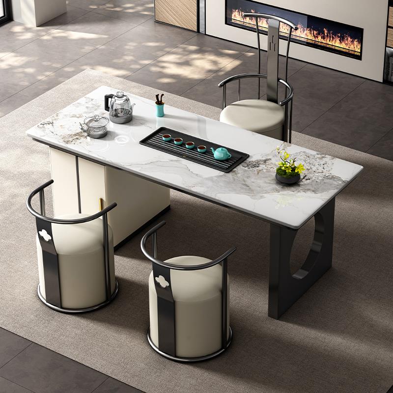 岩板茶桌椅组合意式轻奢客厅办公茶台现代简约阳台家用烧水壶一体