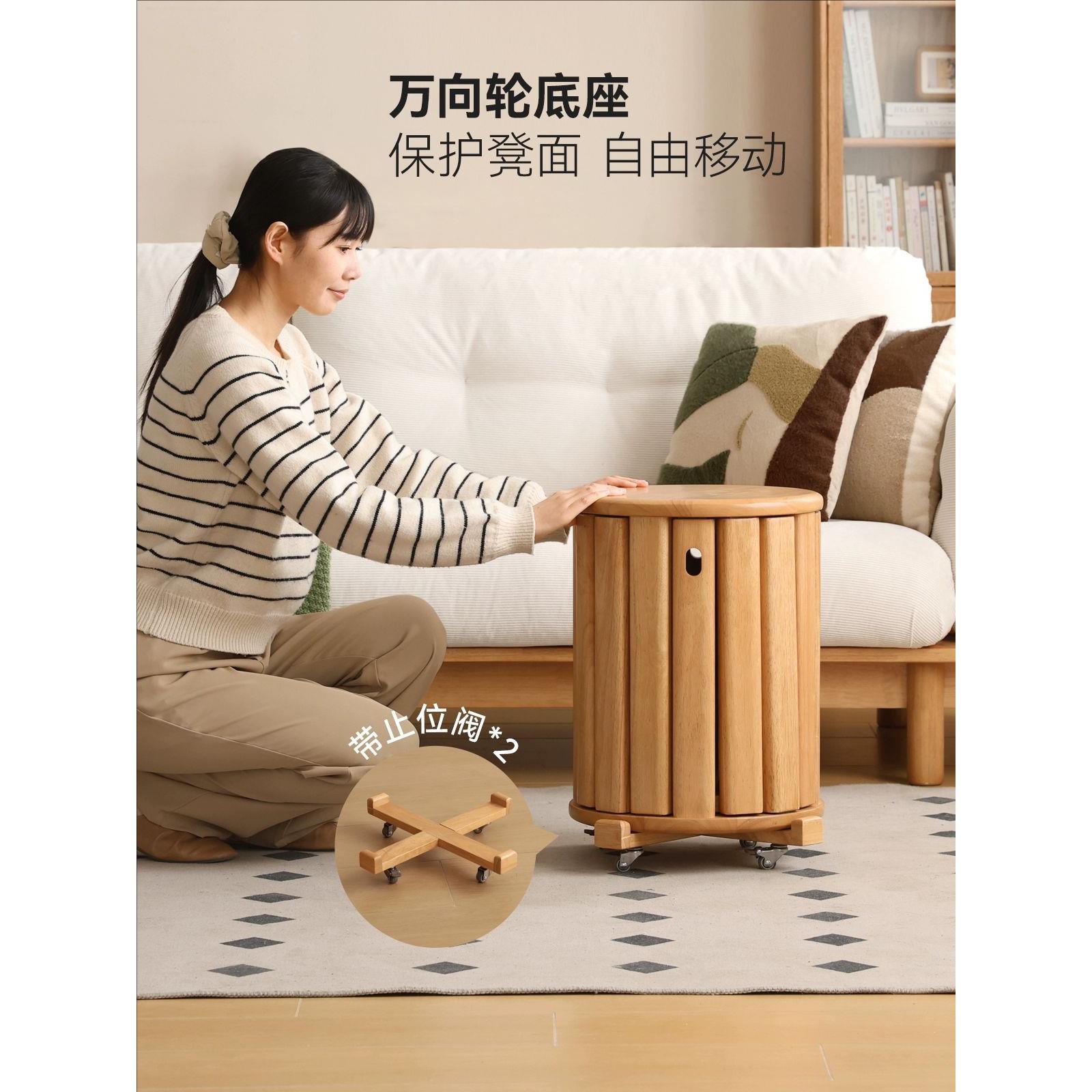 全实木堆叠凳餐厅家用小户型可叠放凳子红橡木叠叠乐圆凳组合餐凳