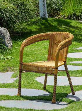藤靠椅家用阳休闲藤人编老人藤椅WDI子背单台藤圈椅