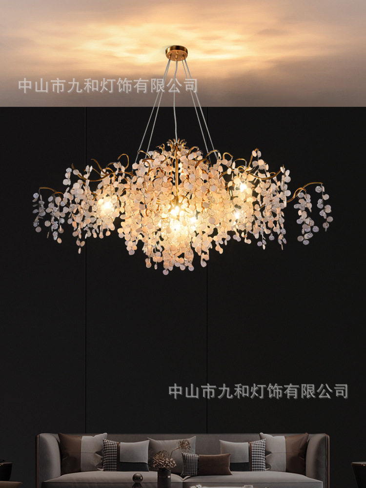 后现代客厅吊灯全铜轻奢金钱
