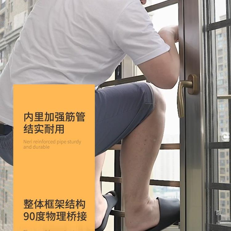 窗免孔户防护栏断桥铝防盗网护网自装LIR高层系打统窗防家用盗窗