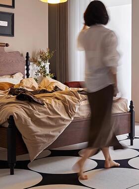 法式复古床8中古床1.米式双人主床卧全实DKT木红橡美木