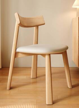 餐靠桌椅子实椅木餐家用简约现代轻奢黑色餐吃HSE厅饭背椅凳子船