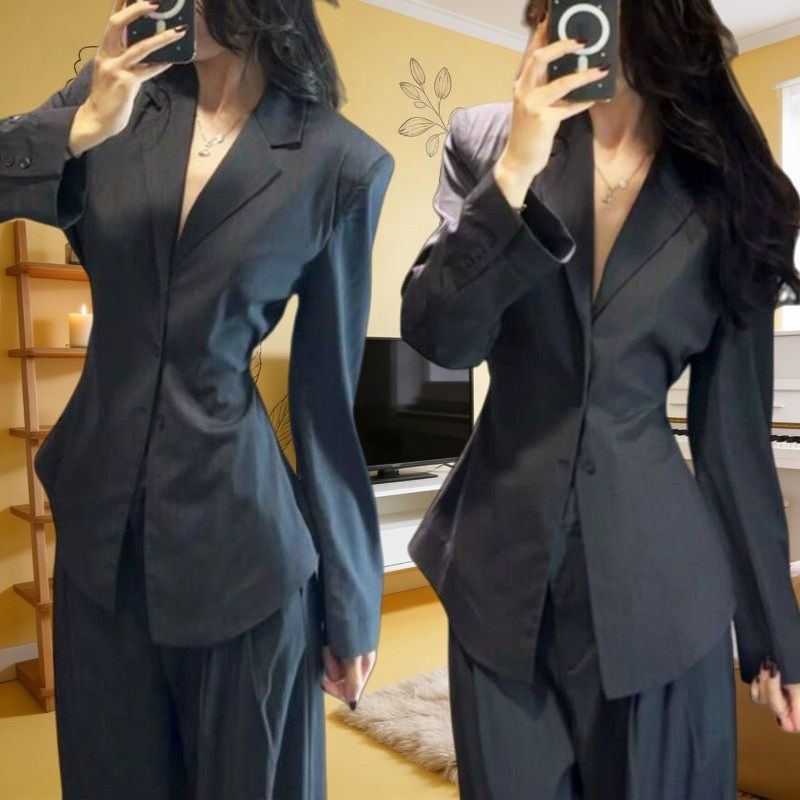 轻奢洋气西装外套春秋穿搭一整套高级感阔腿裤酷飒拽姐两件套装女,女装/女士精品,时尚套装,淘宝优惠券,粉丝福利购,淘宝优惠卷