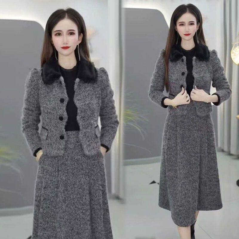 两件套装裙女2025秋冬新款时尚小香风西装外套显瘦半身裙减龄套装,女装/女士精品,时尚套装,淘宝优惠券,粉丝福利购,淘宝优惠卷
