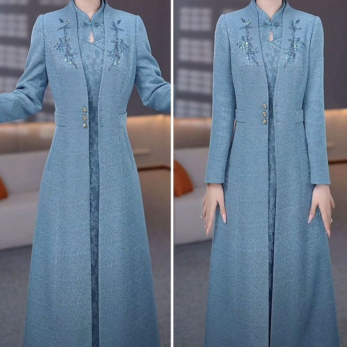 高级显瘦休闲洋气时尚风衣裙子气质俩件套秋季新款外套裙子套装