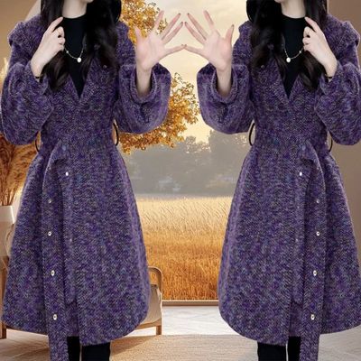 2025冬季新款加厚中长款连帽小香风外套小个子系带修身高级感大衣