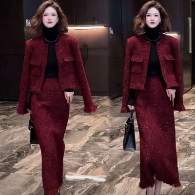 小香风高端名媛套装裙女秋装2025新款爆款轻奢外套半身长裙两件套