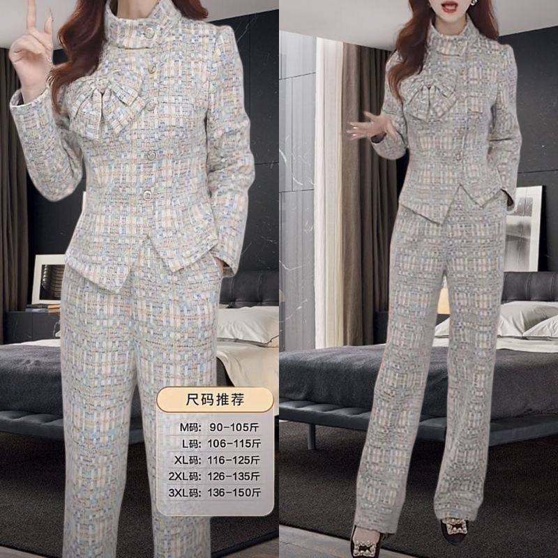 高端精致小香风两件套女2025秋冬新款时尚洋气女士显瘦直筒裤套装,女装/女士精品,时尚套装,淘宝优惠券,粉丝福利购,淘宝优惠卷