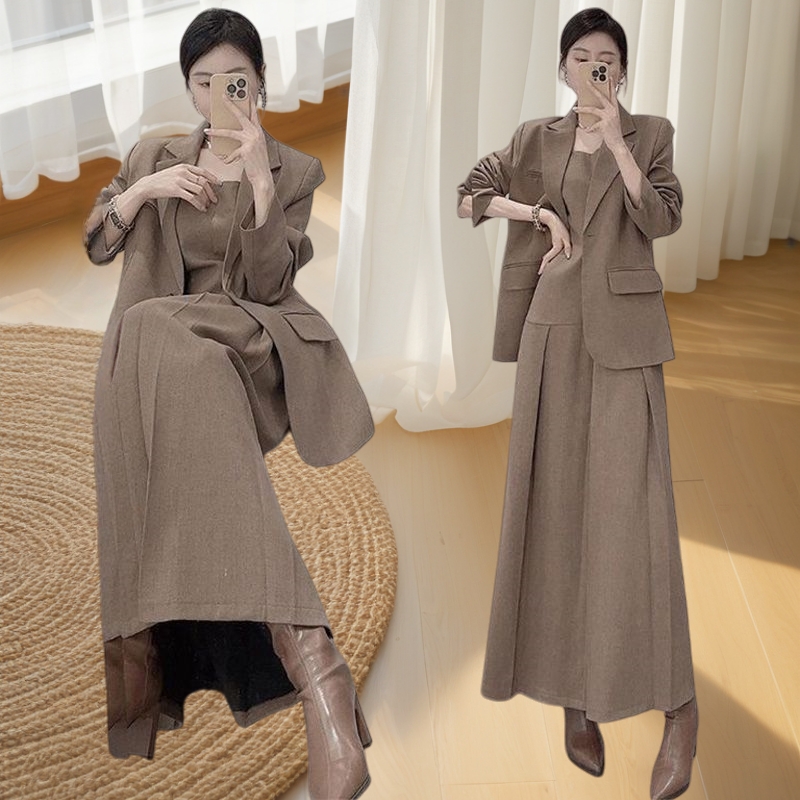气场强大西装外套吊带连衣裙两件套秋冬高端轻奢高级感穿搭一整套