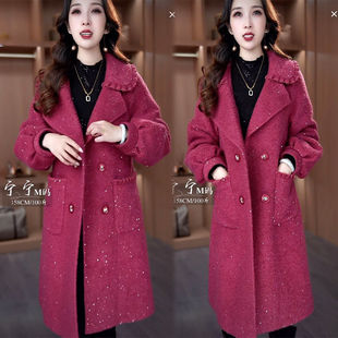 新款 高档时尚 外套2024冬季 领中长款 端庄气质保暖显瘦休闲大衣 西装