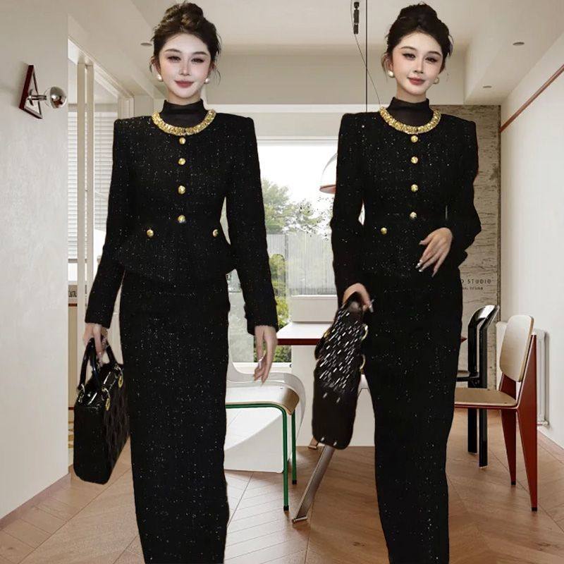 2025年秋冬网红新款时尚显瘦轻奢设计感气质小香风外套半裙套装女,女装/女士精品,时尚套装,淘宝优惠券,粉丝福利购,淘宝优惠卷