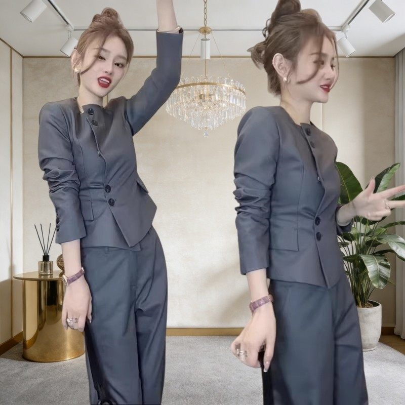 西装套装女2026秋季新款时尚洋气质显瘦西服短款外套阔腿裤两件套,女装/女士精品,时尚套装,淘宝优惠券,粉丝福利购,淘宝优惠卷