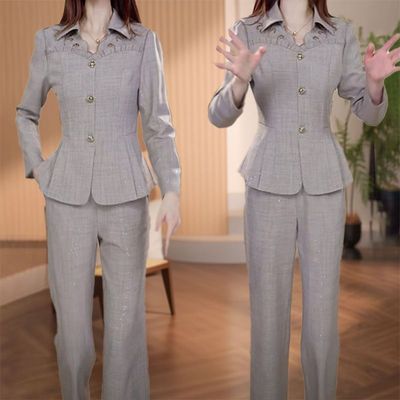 高级休闲显瘦洋气洋气时尚秋季套装新款中年妈妈上衣裤子俩件套