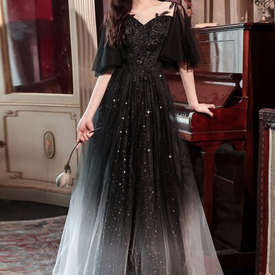 大码晚礼服女胖mm 显瘦200斤高贵宴会气质主持长款年会礼服裙加肥