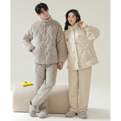 【三层加厚夹棉】情侣睡衣女秋冬季加绒珊瑚绒保暖男可外穿家居服