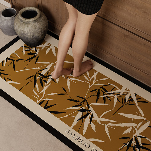 竹意新中式厨房专用地垫家用脚垫通铺长条脚垫地毯防油防滑垫新款