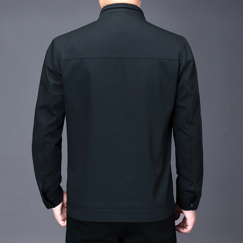 中年男士外套薄款秋冬季纯棉上衣中老年人全棉衣服爸爸加绒夹克衫