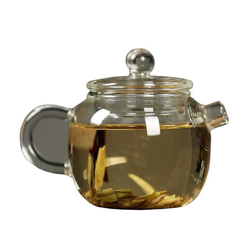 慕砚 透明耐热玻璃小茶壶 中式具轮珠玻璃泡茶器家用功夫茶具单壶