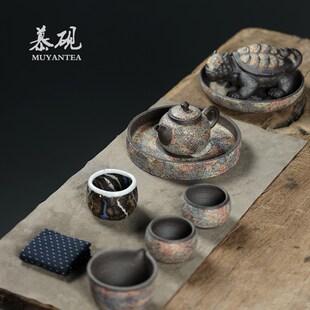 茶承干泡台茶具紫砂壶托盘茶台 慕砚禅意岩矿壶承高越手作家用日式