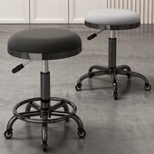 大工凳升降圆凳子旋转滑轮理发店师傅凳化妆凳发廊专用美甲美容凳