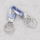 欧美达汽车钥匙扣创意可旋转双环男士 礼品腰挂不锈钢钥匙圈简约