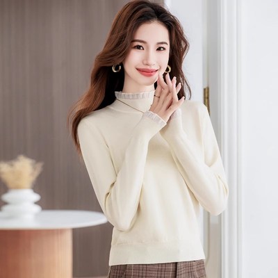 半高领毛衣女春季小个子短款上衣高级感气质修身针织衫内搭打底衫