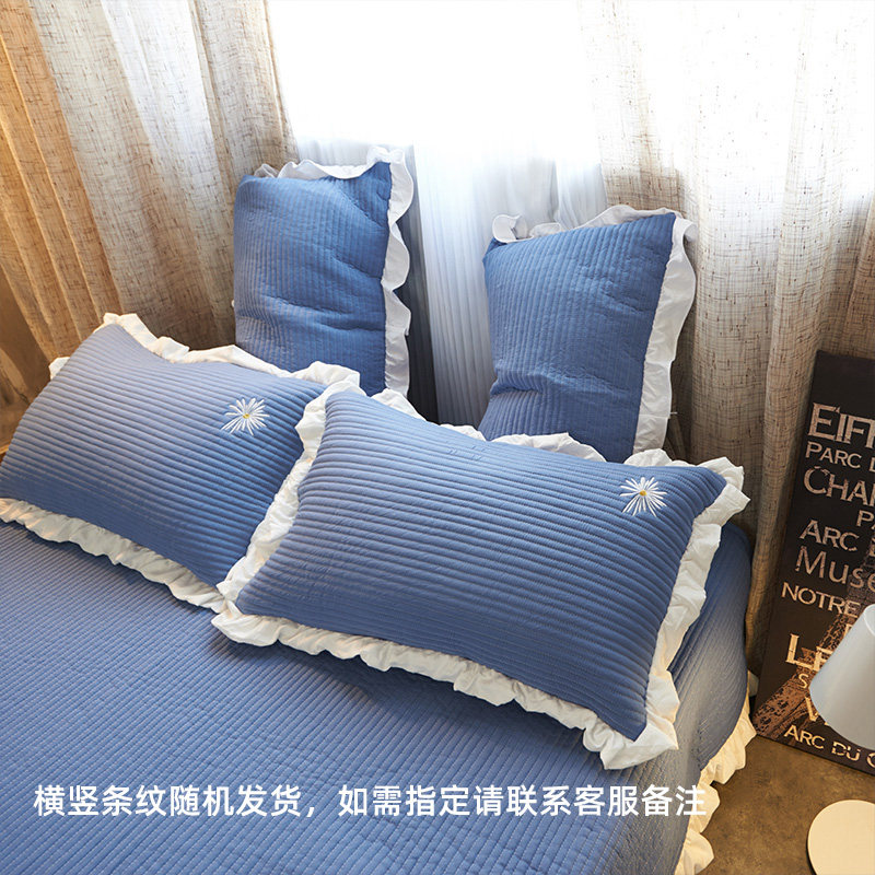 绗缝加厚花边枕套荷叶边蕾丝一对装公主风夹棉学生枕用木耳边套子,床上用品,枕套,淘宝优惠券,粉丝福利购,淘宝优惠卷