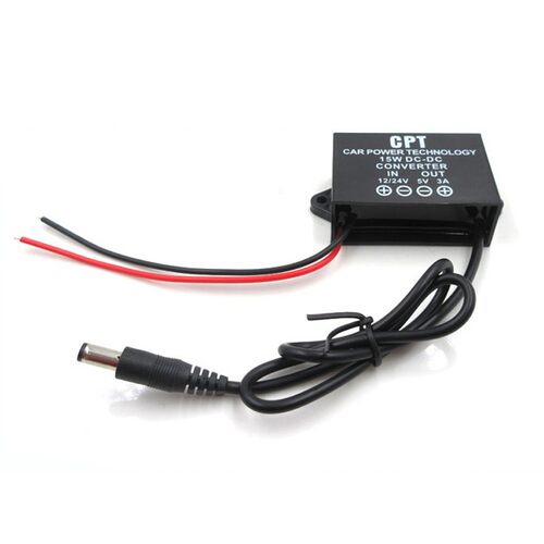 CPT降压器12V/24V转5V降压模块电压转换器5.5*2.1公插头可订8-35V