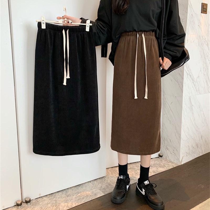 咖色半身裙女高腰黑色棕色a字伞裙2025秋冬新款显瘦长裙遮胯大码