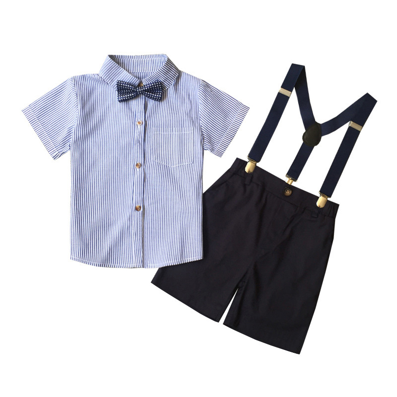 男童夏季套装婴儿衣服男宝宝绅士背带裤一周岁礼服婚礼花童西装潮