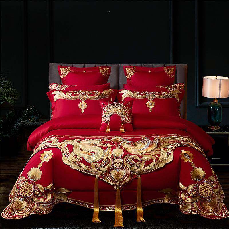 100支全棉贡缎提花刺绣大红婚庆四件套龙凤结婚房被套床盖多件套,鲜花速递/花卉仿真/绿植园艺,割草机/草坪机,淘宝优惠券,粉丝福利购,淘宝优惠卷