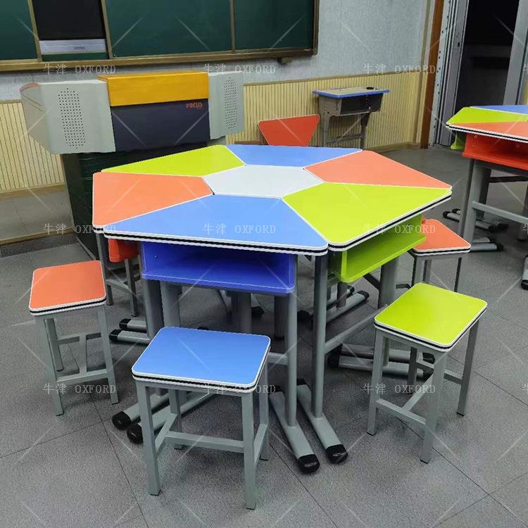 中小学生辅导培训班课桌梯形彩色组合拼接桌儿童学习桌学校课桌椅