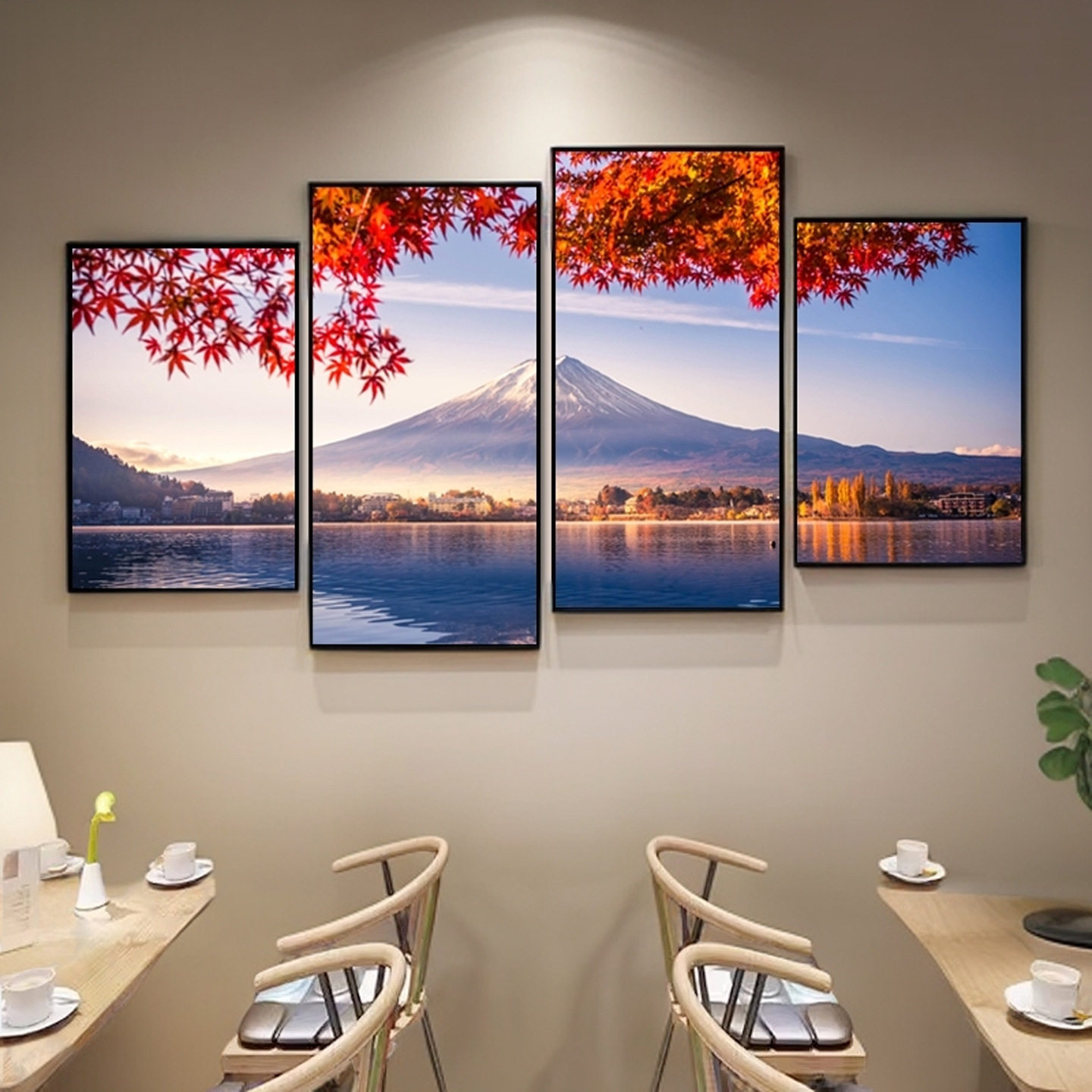 富士山风景装饰画日式寿司料理店挂画三文鱼餐厅居酒屋包间墙壁画