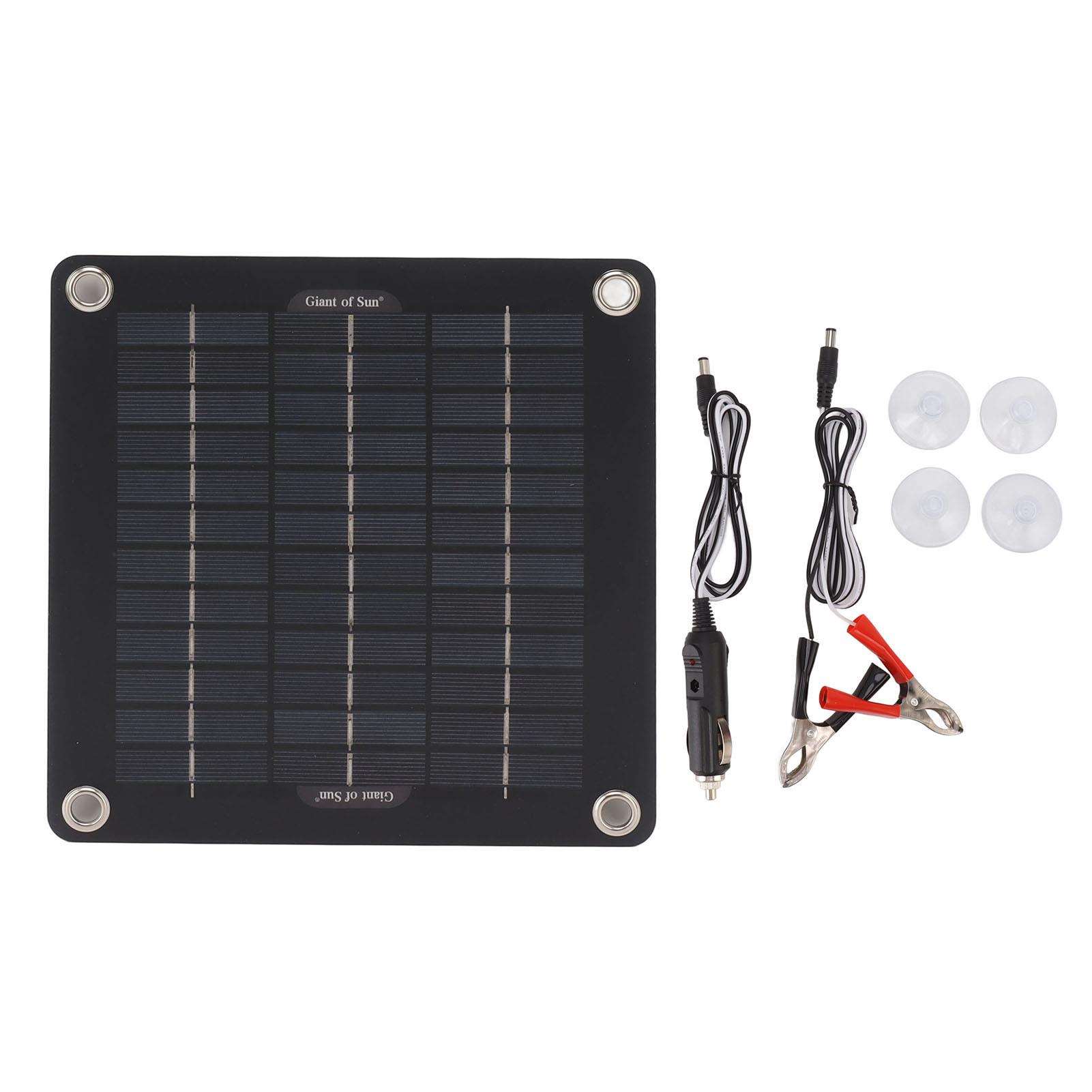 单晶太阳能板10W12VDC电瓶夹点烟器汽车防亏电打火涓流启动光撩电