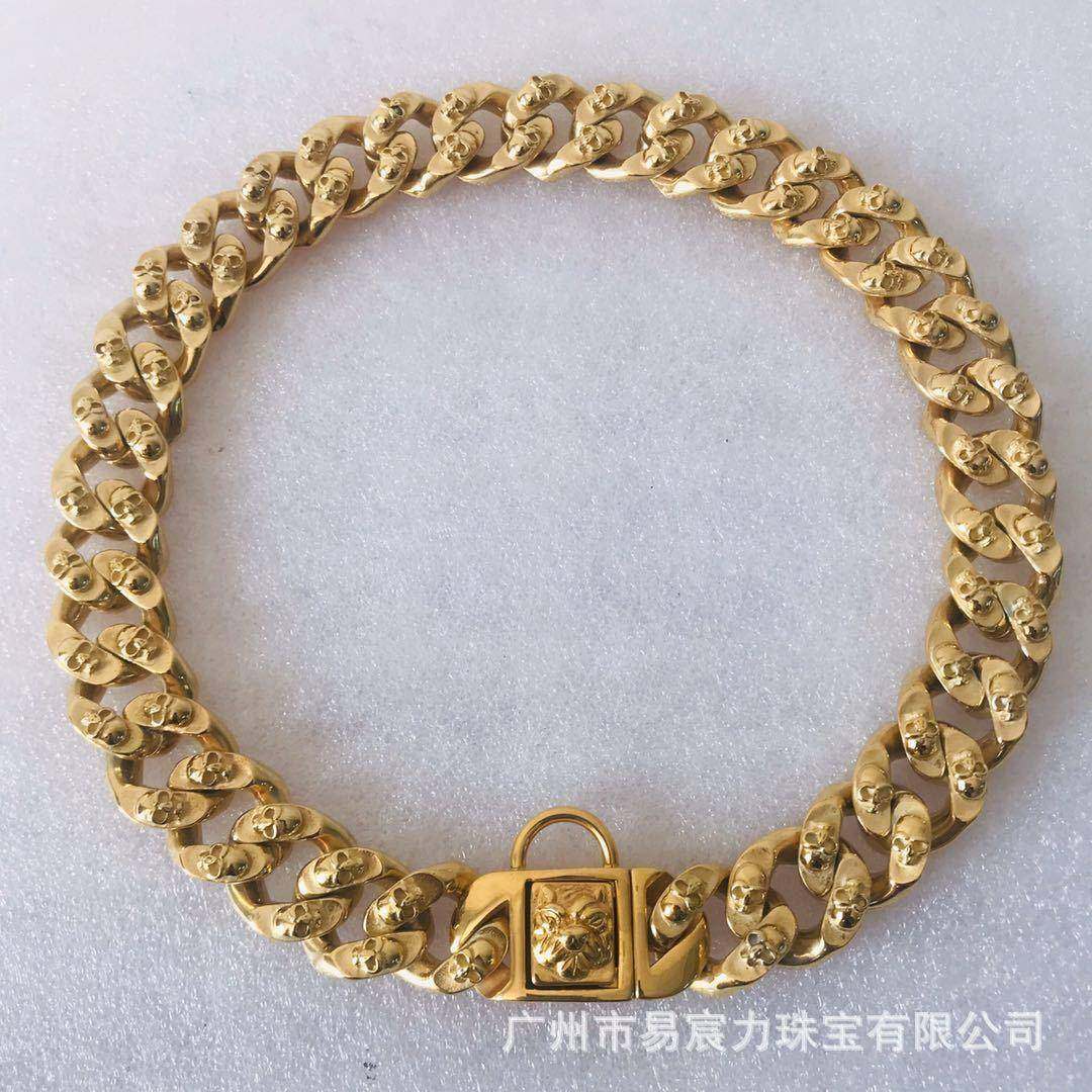 热销爆款不锈钢狗链项圈脖圈狗绳中大型犬狗狗牵引绳防走丢