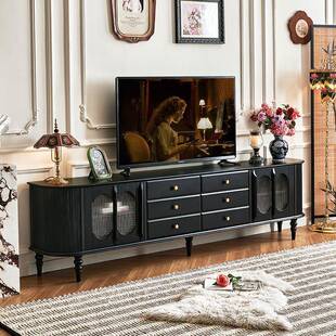 一具一家法式全黑色电视柜复古高级感客厅家用中古风全实木落地柜