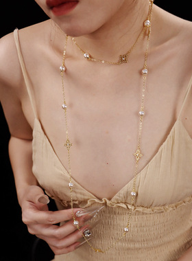 日本品质秋冬复古满天星天然淡水珍珠项链轻奢长款高级服装配饰
