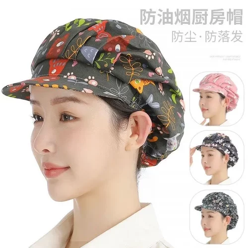 厨师帽女厨房帽子女款防油烟炒菜