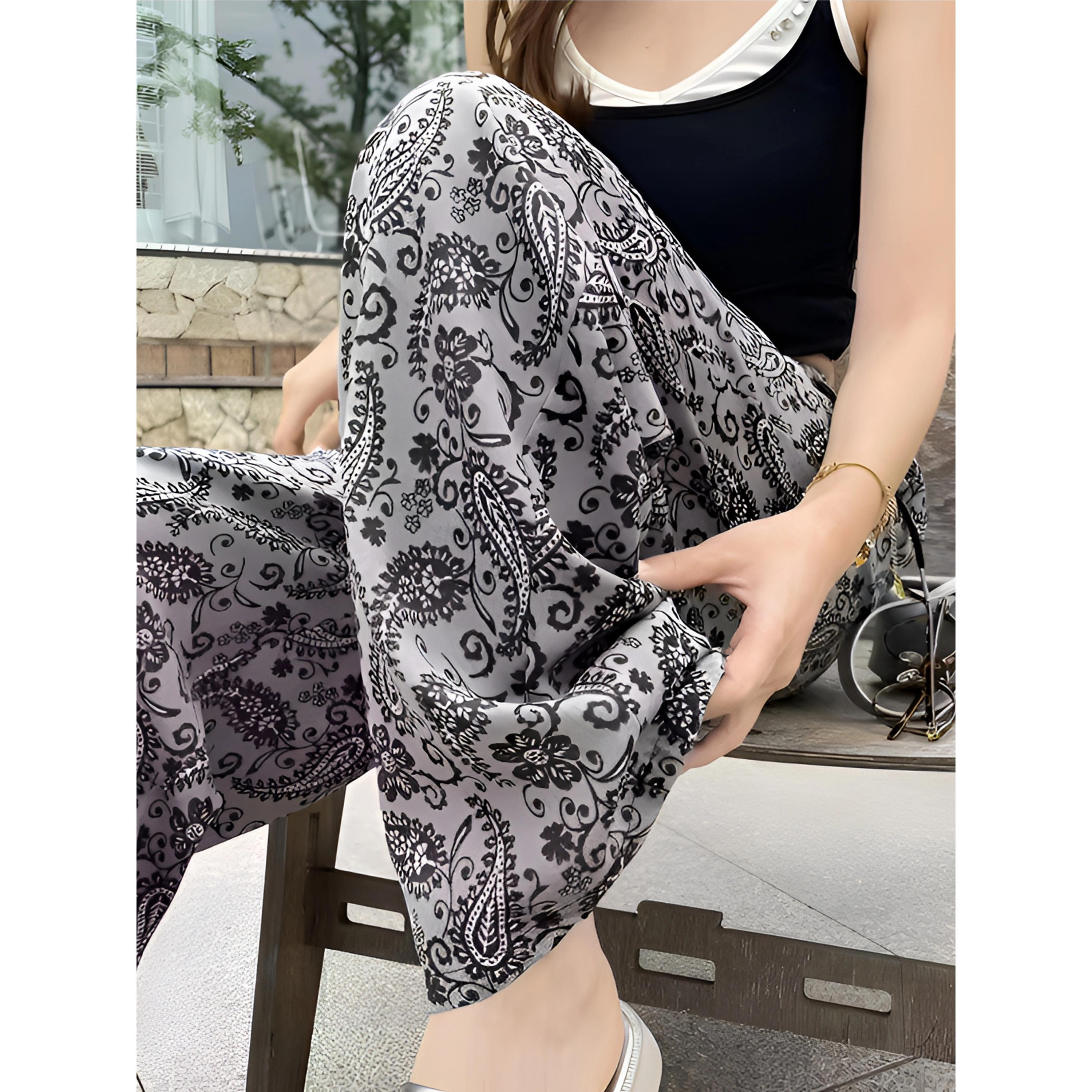 2025新款睡裤女款夏季人造棉绸绵绸可外穿遛弯九分阔腿家居长裤子
