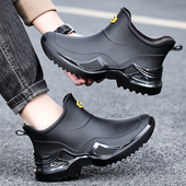 短筒雨鞋 男士 户外工作耐磨水鞋 新款 厨房防滑防水雨靴加绒保暖胶鞋