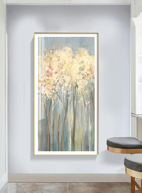 美式现高代花卉玄关装过饰55455画轻奢档客厅进门挂画道简约竖版